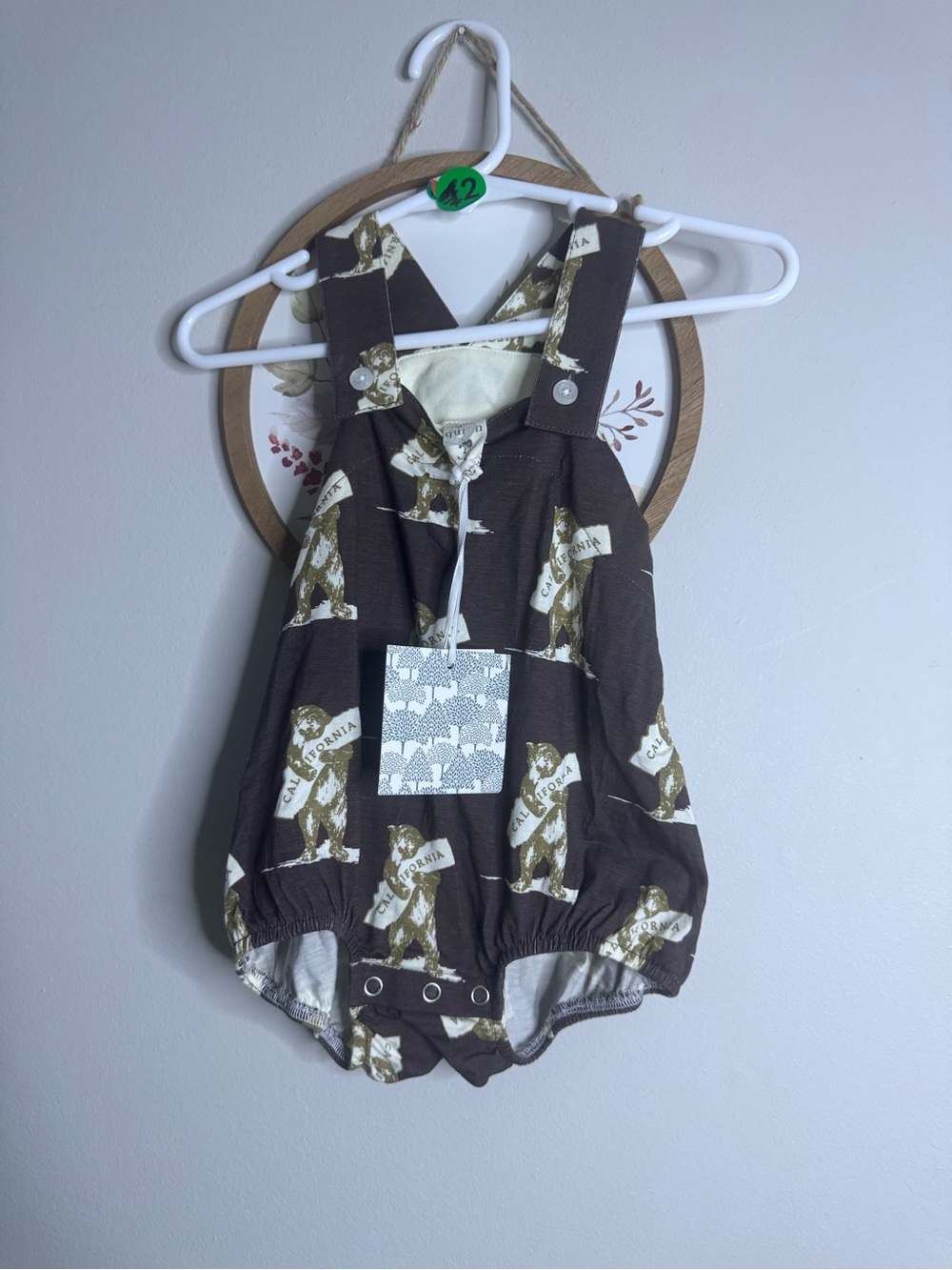 Kate Quinn bubble Brown California Bear Romper 6-12 nwt